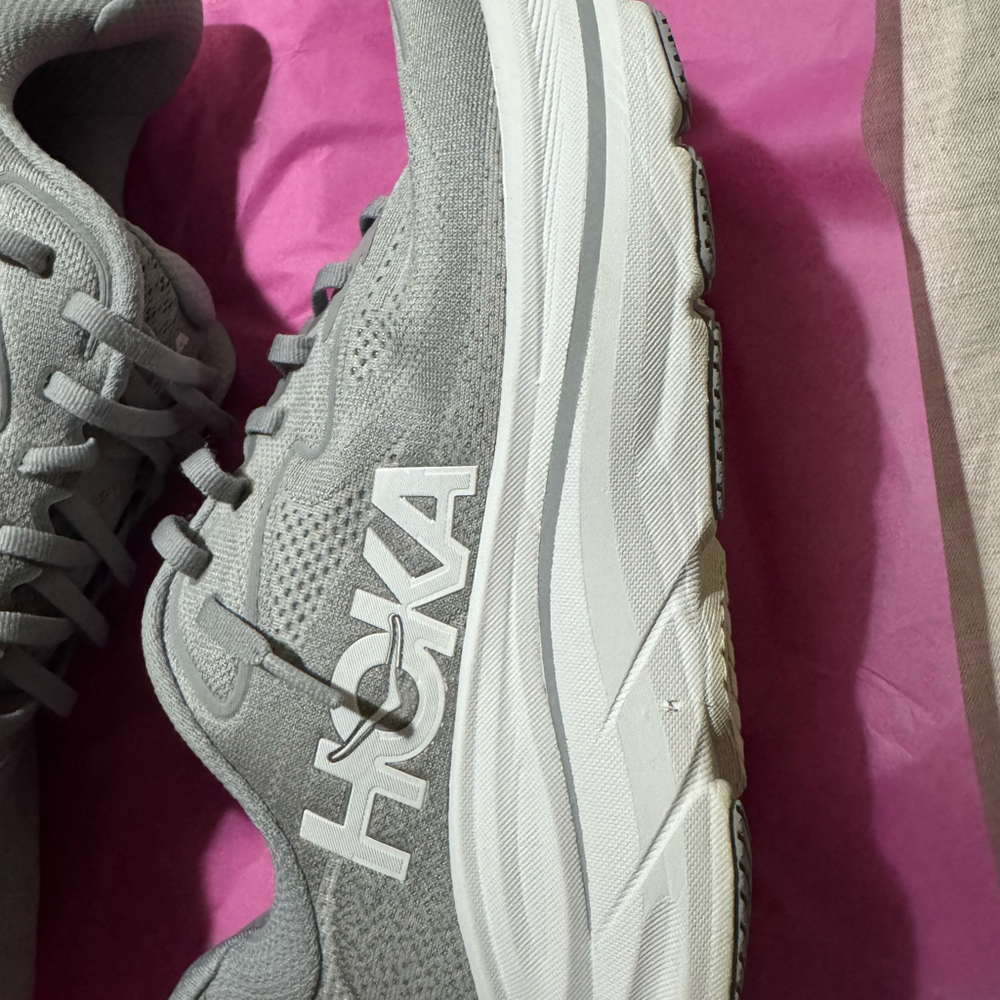 HOKA Clifton Men’s Running Shoes Gray/White Size 10.5D Wide Athletic Sneakers - Picture 7 of 11